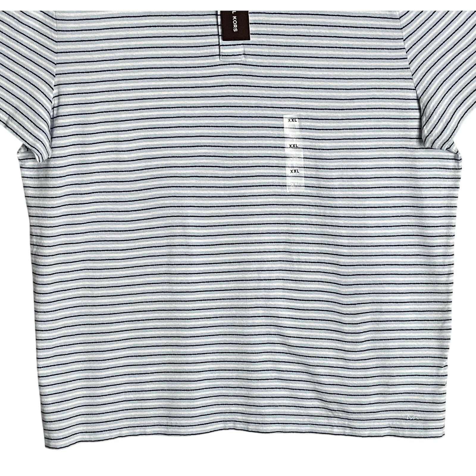 Michael Kors Polo Shirt Men's XXL Short Slv Cotton-Silk Pastel Blue Stripe