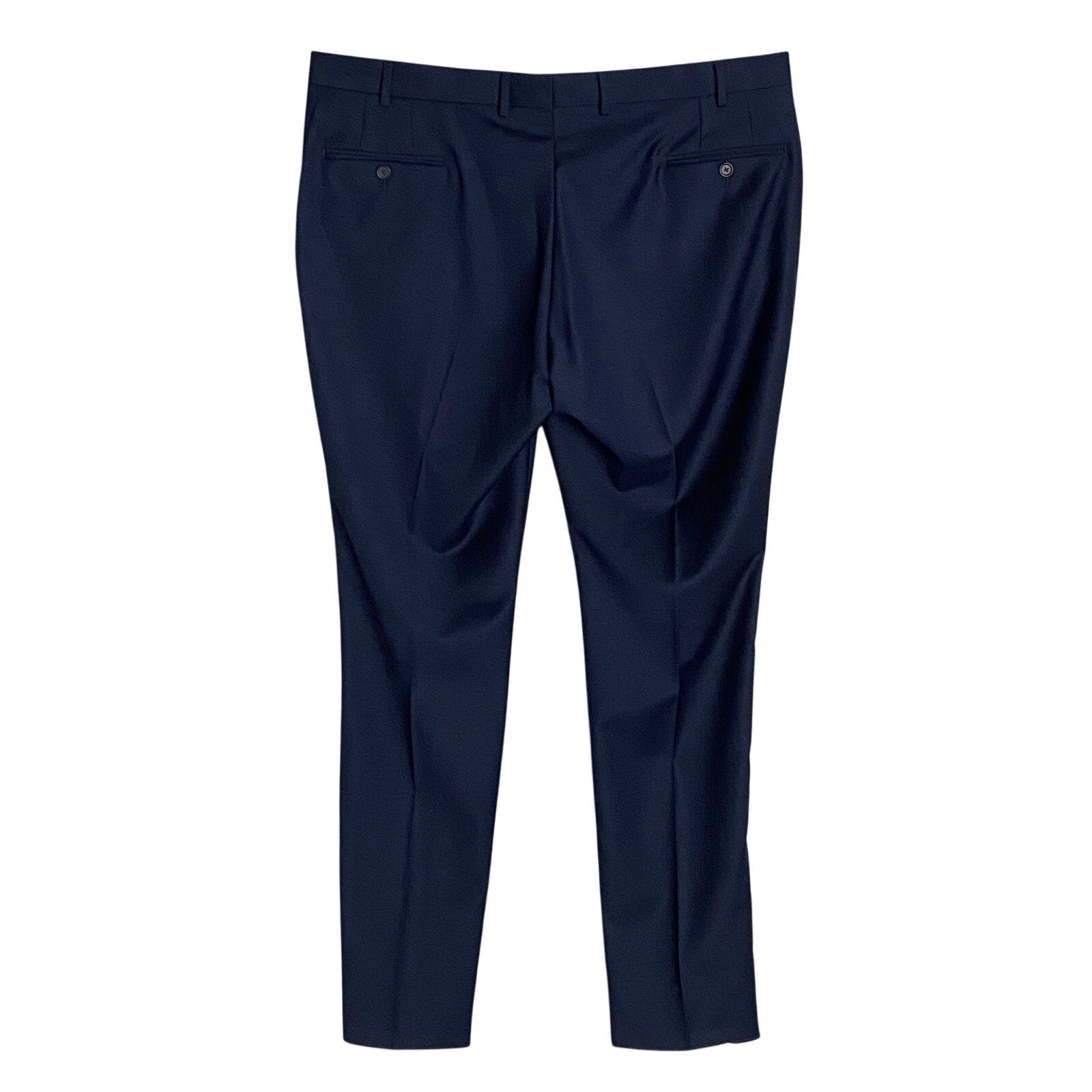 Ted Baker London Pant Men's 42R Wool Joey Dress Pant Solid Navy Blue Raw Hem