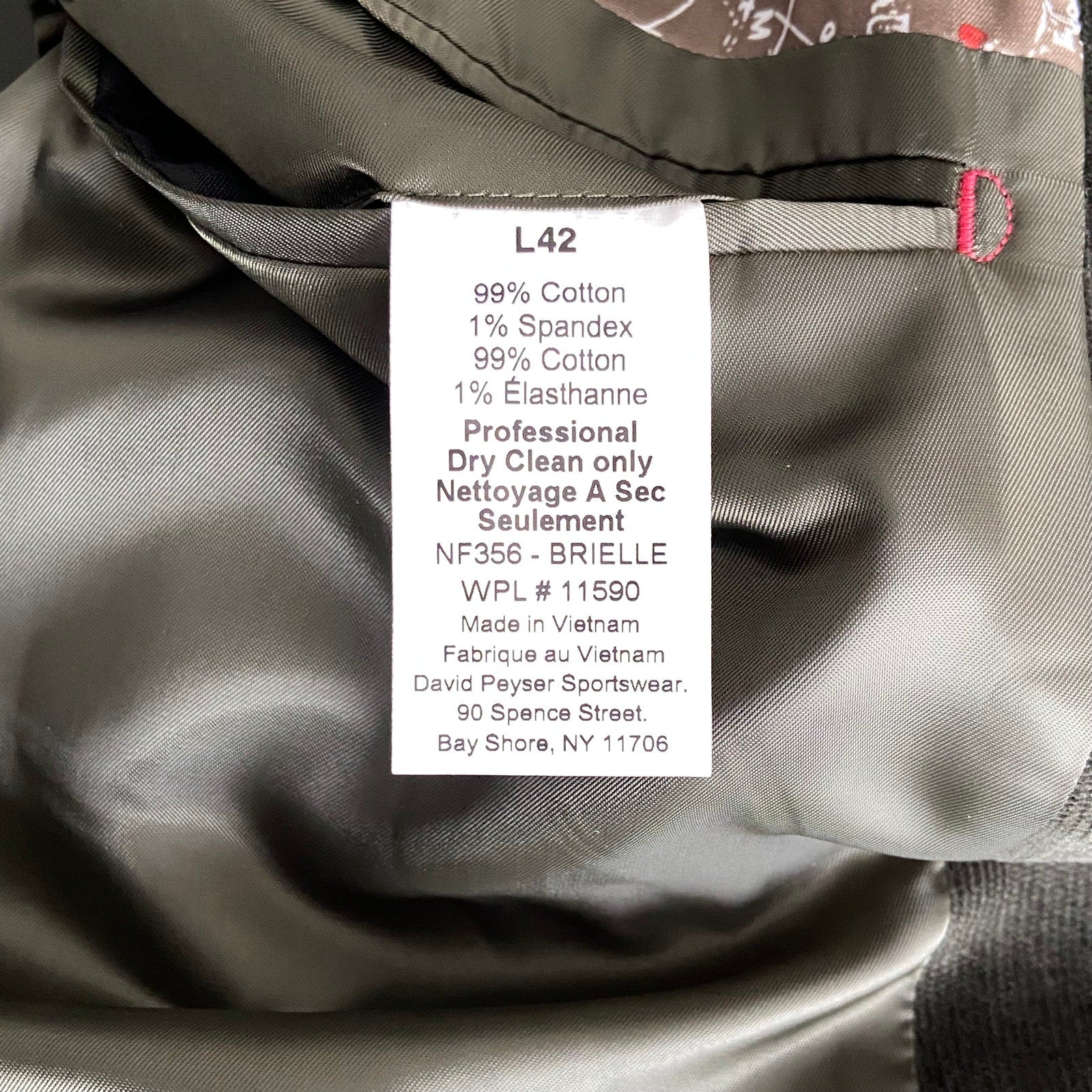 Nautica Sport Coat Men's 42 Long Corduroy Modern Fit Stretch Dark Olive