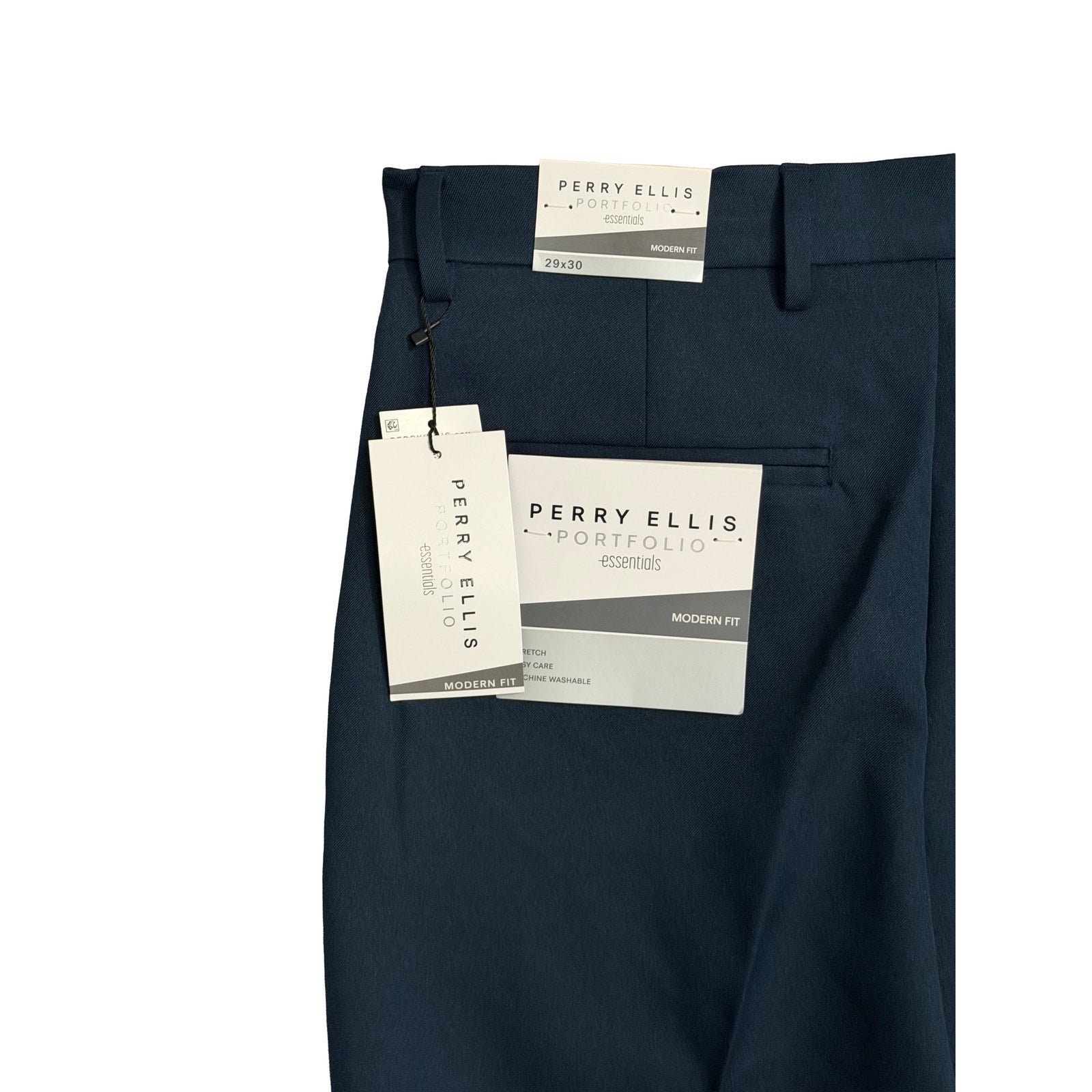 Perry Ellis Portfolio Pants Men's 29"x30" Dress Pants Modern Fit Dark Blue