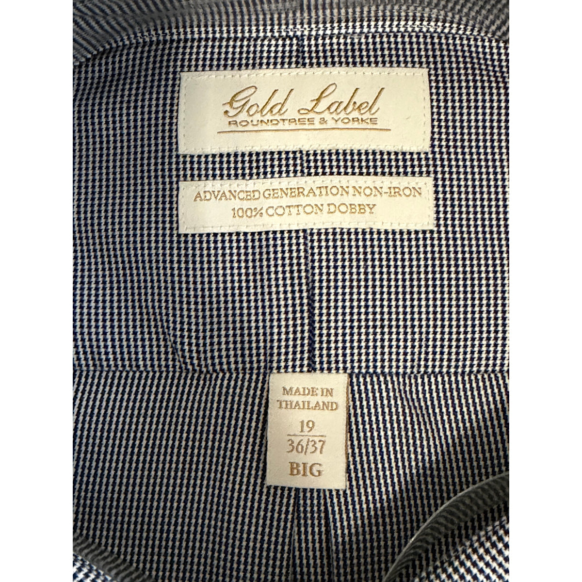 Roundtree & Yorke Shirt Big & Tall Men's 19 36/37 Dress Shirt Navy Blue