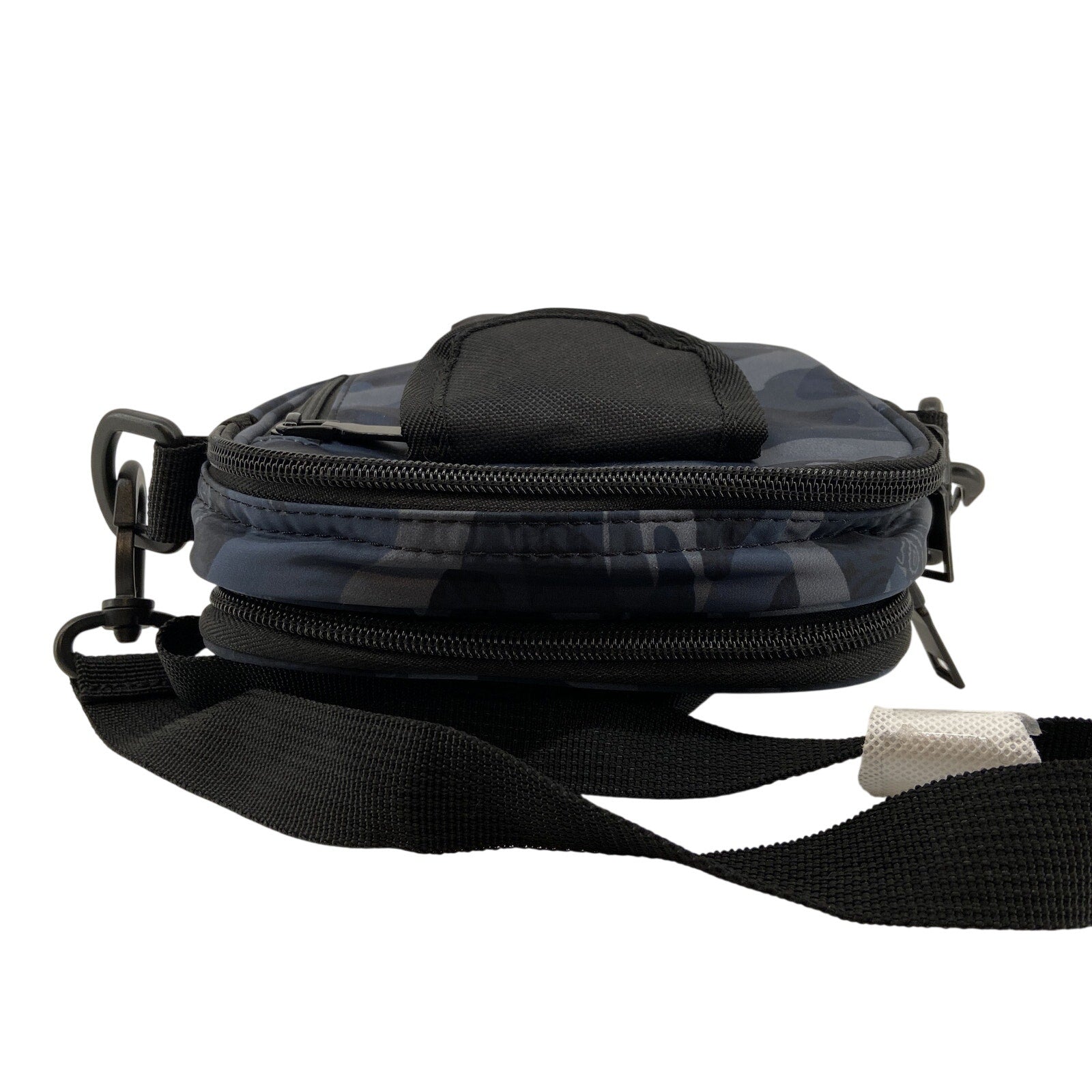 Sun + Stone Bag Men's Navy Blue Camo Mini Crossbody Bag Dual Zip Compartments