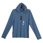 Michael Kors Polo Hoodie Shirt Men's Large Pima Cotton Stretch Ocean Blue