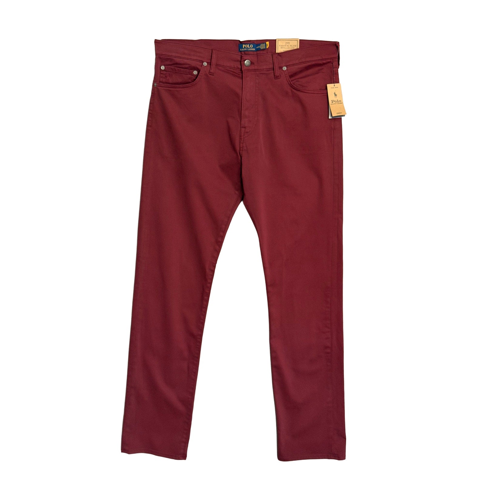 Polo Ralph Lauren Pants Men's 36T"x36" Varick Slim Straight 5-Pocket Red