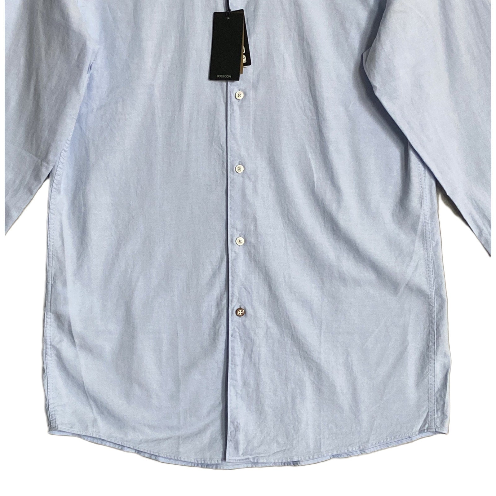 Boss Dress Shirt Men's Medium 15.5 32/33 Sharp Fit Long Sleeve Cotton Blue