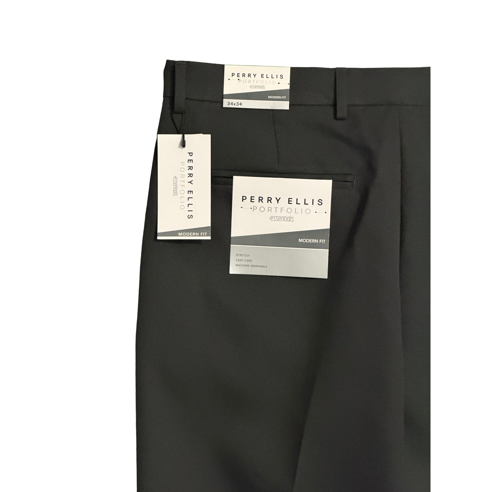 Perry Ellis Portfolio Pants Men's 34"x34" Dress Pants Modern Fit Charcoal