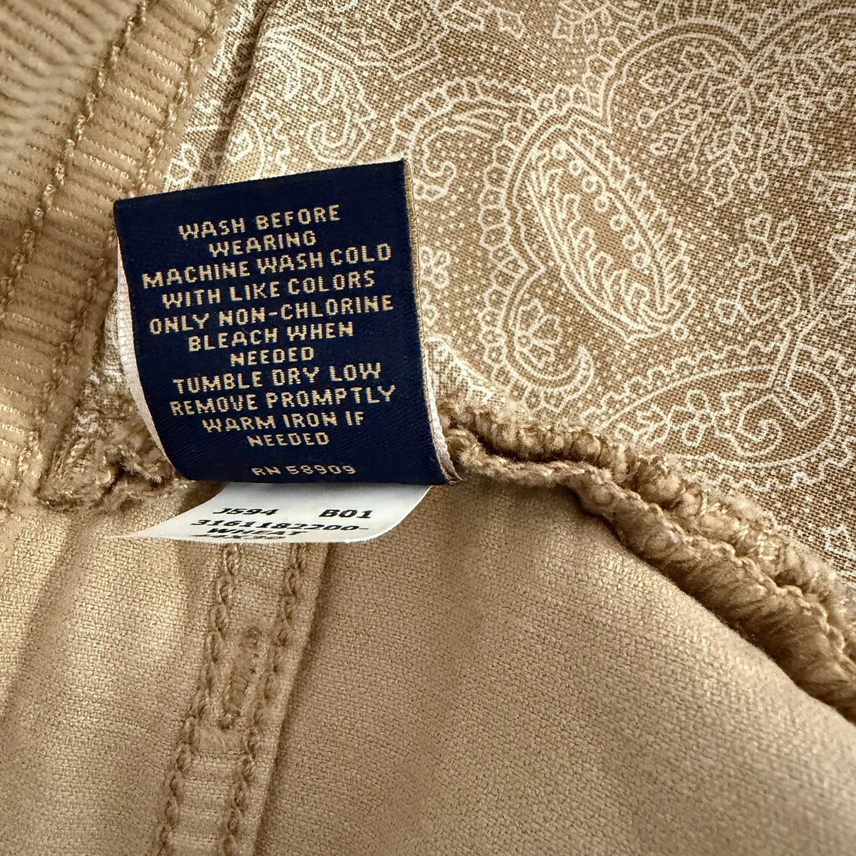 Daniel Cremieux Corduroy Pants Men's 46"x32" Straight Fit Stretch Wheat