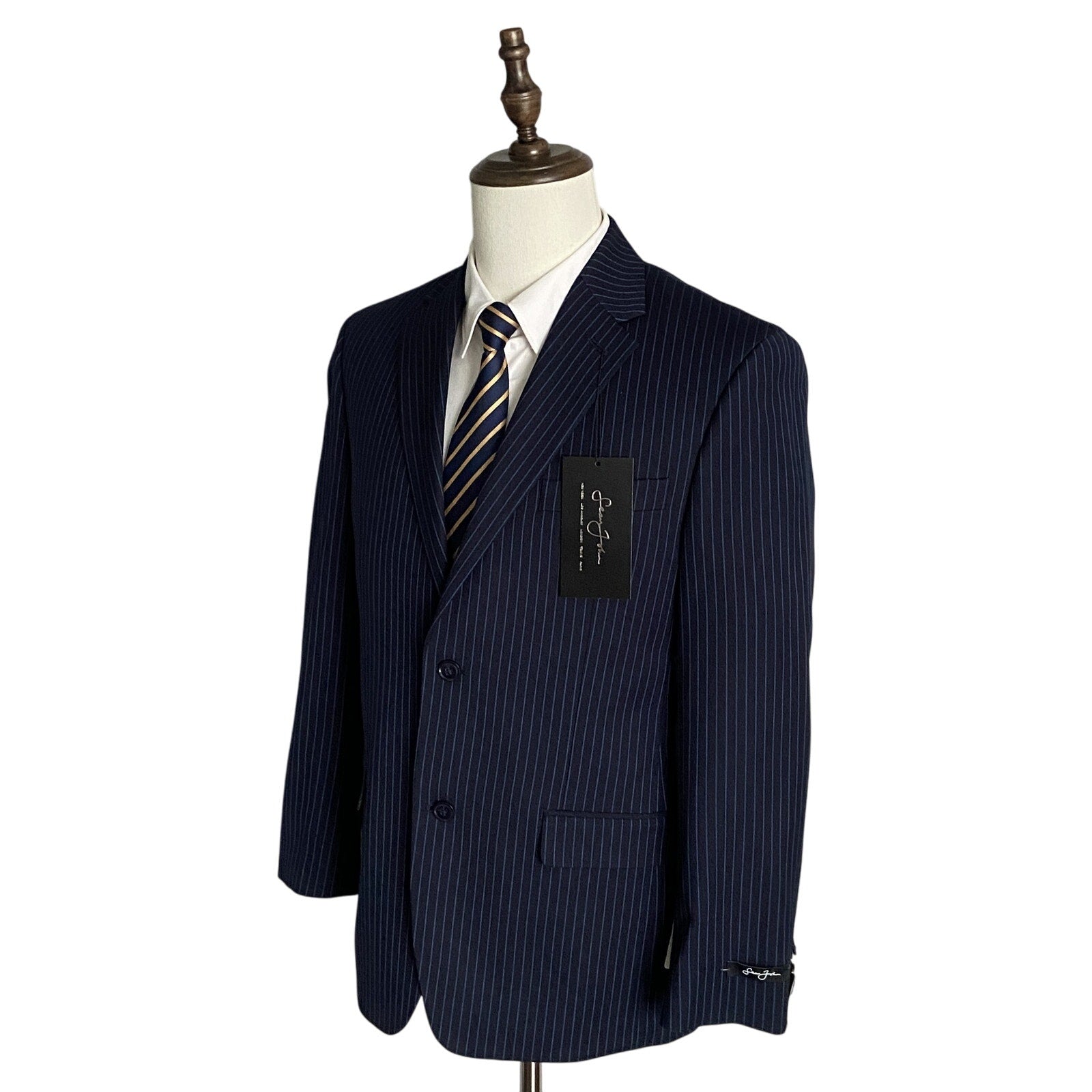 Sean John Suit Jacket Men's 36S Classic Fit Navy Blue Pinstripe
