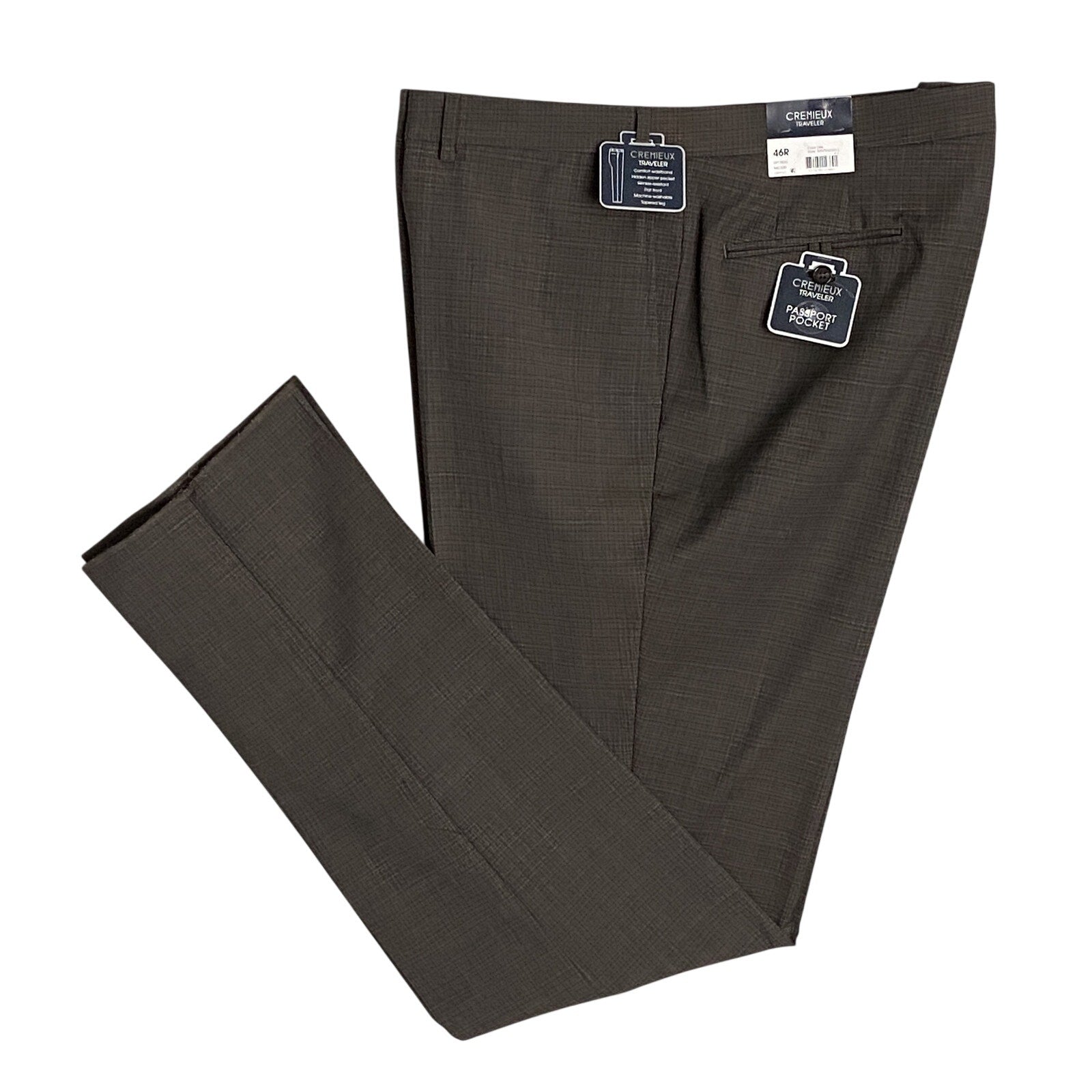 Daniel Cremieux Dress Pants Traveler Men's 46R Raw Hem Comfort Waistband Tan