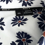 Boss Shirt Men's 4XL Big & Tall Short Sleeve Slim Fit Shirt Blue Floral