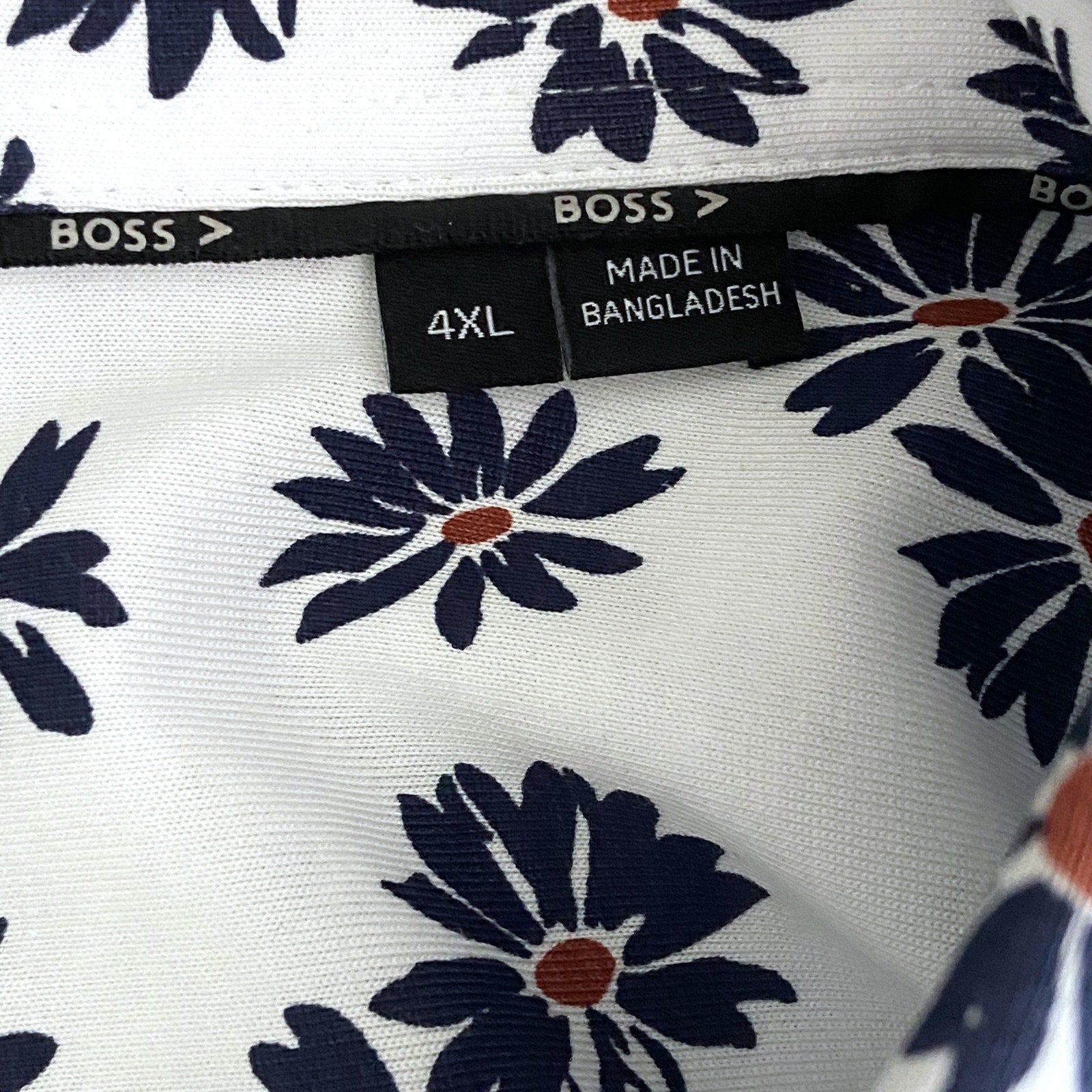Boss Shirt Men's 4XL Big & Tall Short Sleeve Slim Fit Shirt Blue Floral