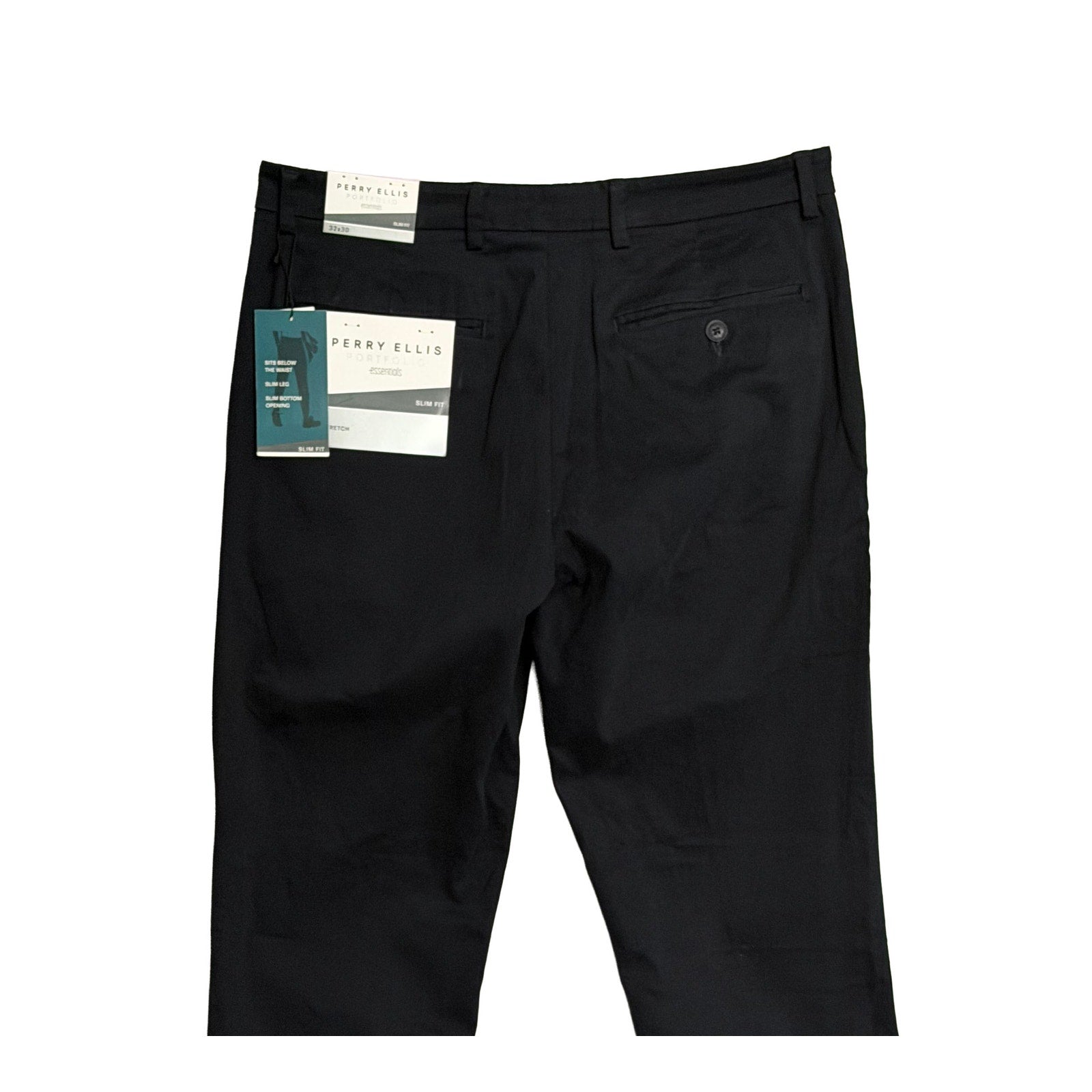 Perry Ellis Portfolio Pants Men's 32"x30" Slim Fit Dress Pant Dark Sapphire