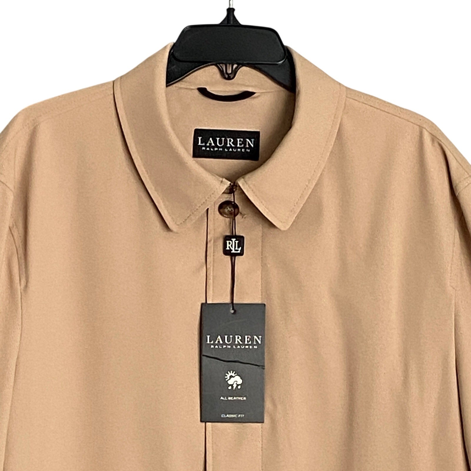 Lauren Ralph Lauren Coat Men's 46 Long All-Weather Coat Stanza Solid Khaki
