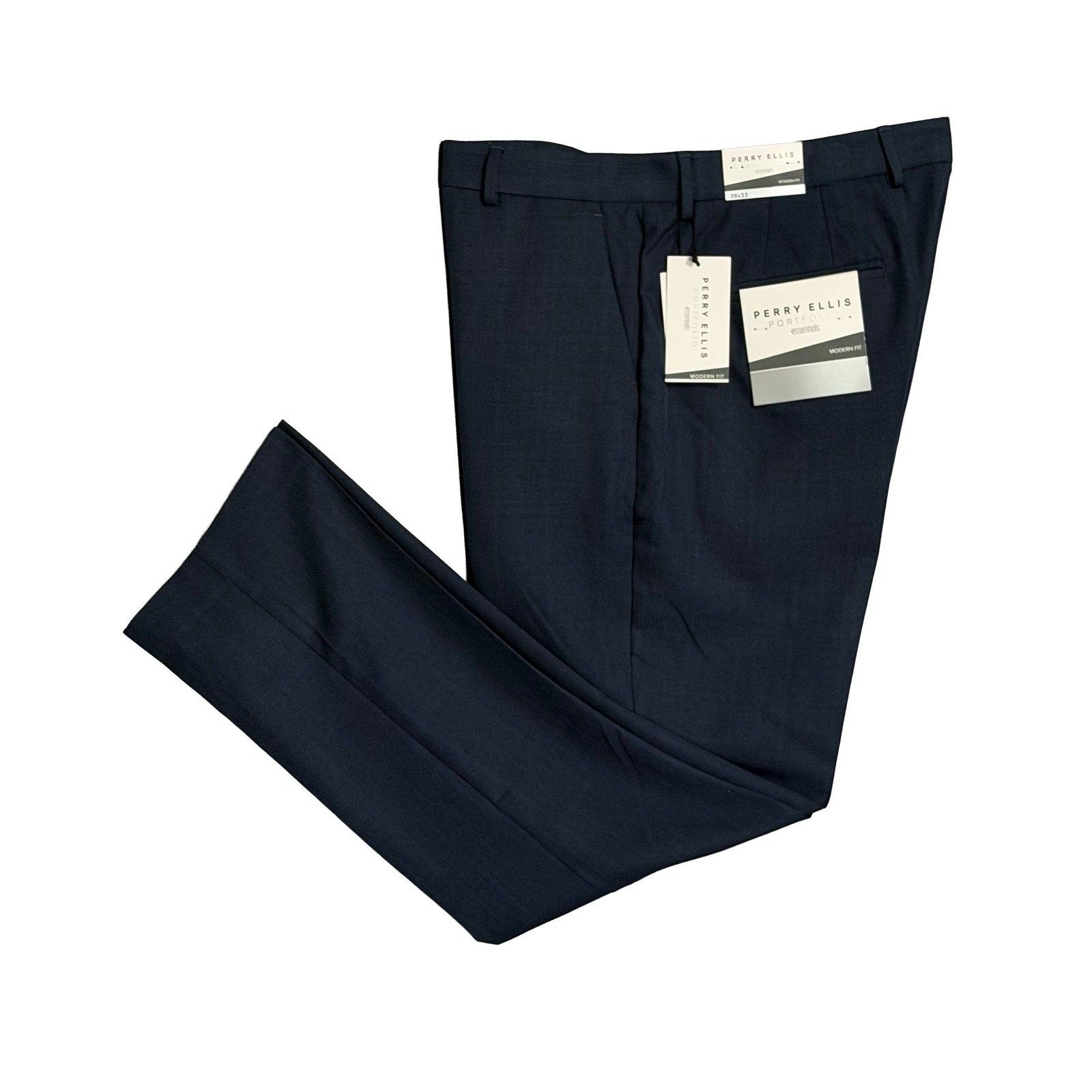 Perry Ellis Portfolio Pants Men's 36"x32" Modern Fit Dress Pants Mood Indigo