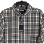 Mizzen+Main Men's XXL Trim Fit City Flannel Dress Shirt Pewter Timothy Plaid