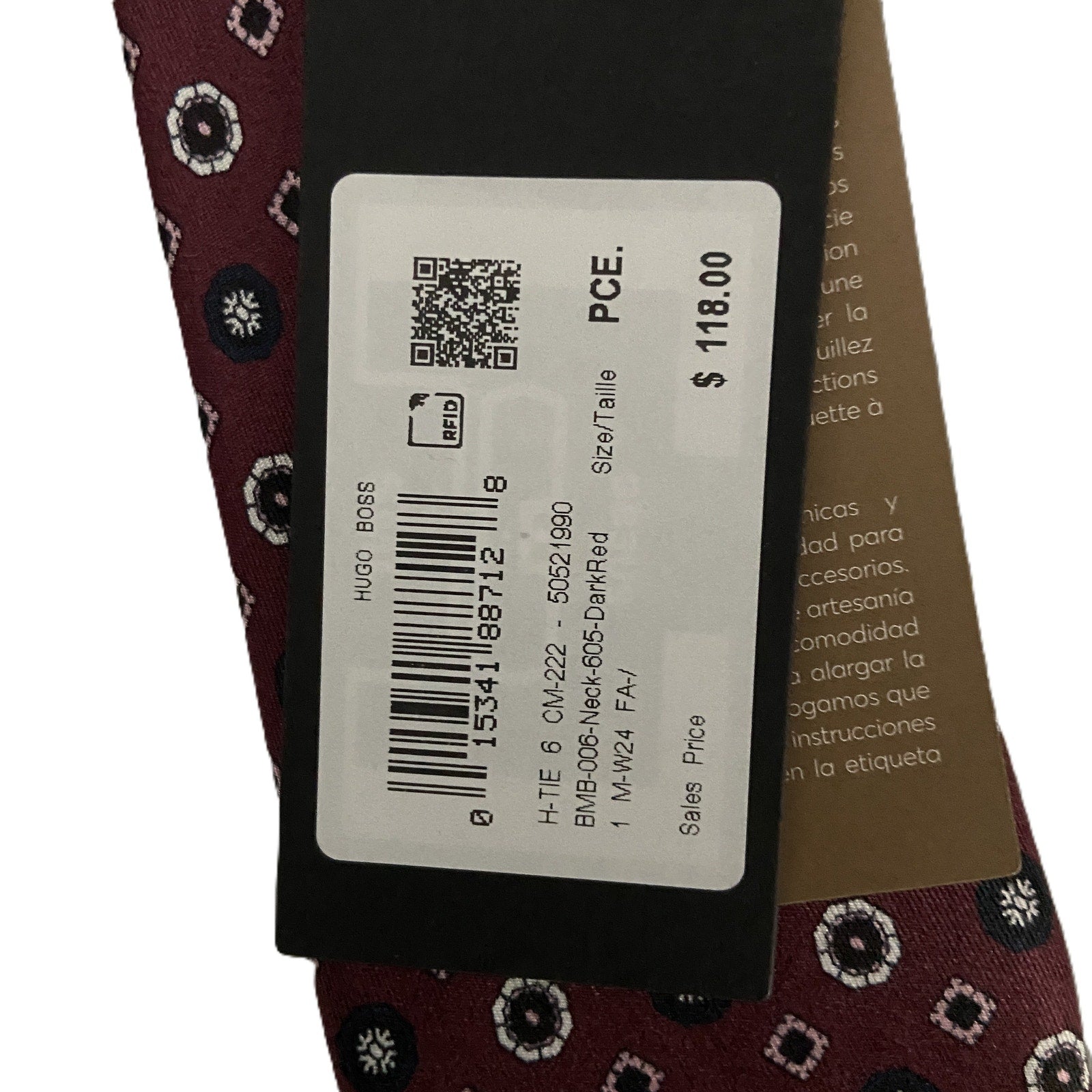 Boss Men's Slim 2.36" Tie 100% Silk Red Floral Print Made in Italy