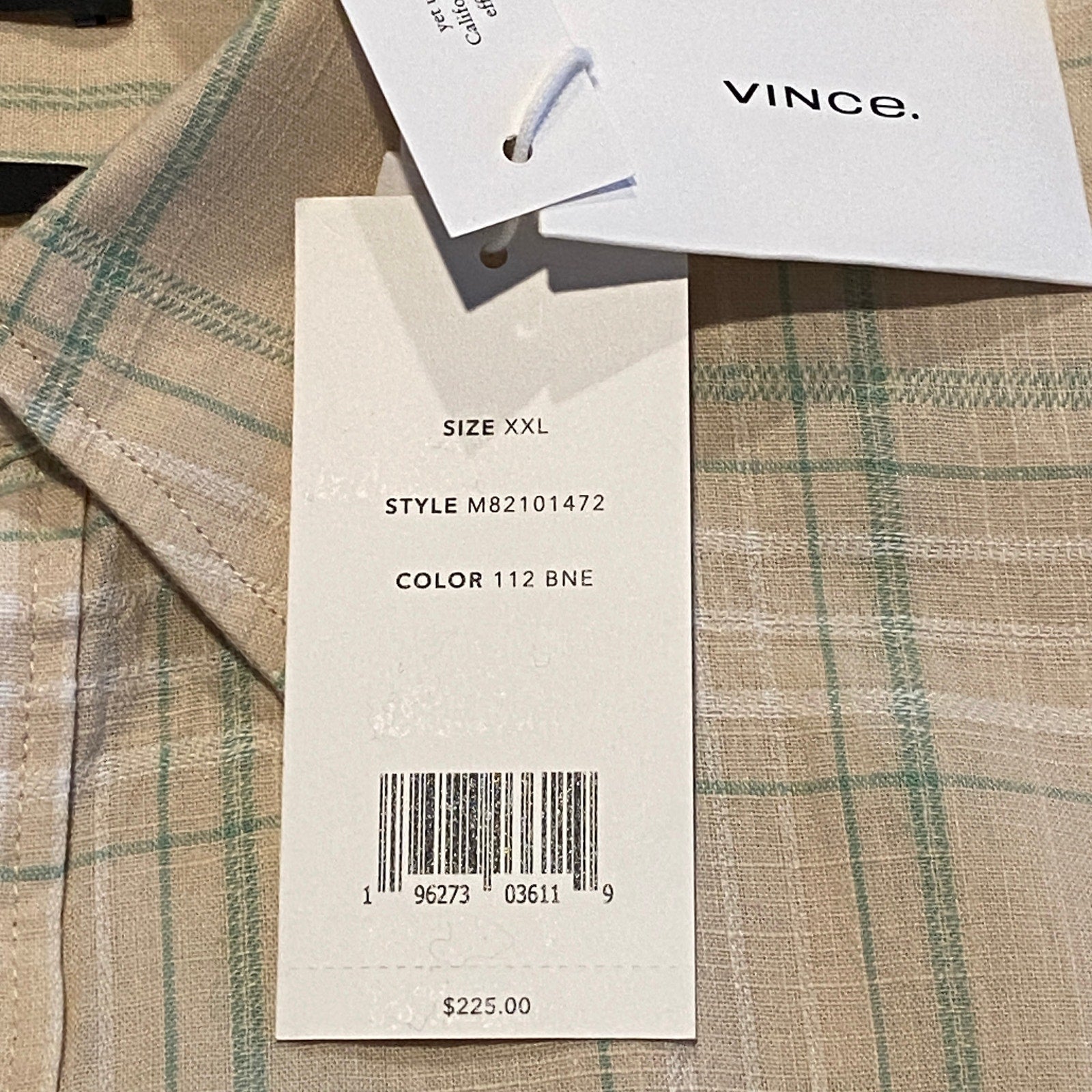 Vince Shirt Men's 2XL Classic Fit Linen Blend Long Sleeve Button-Up Shirt Beige