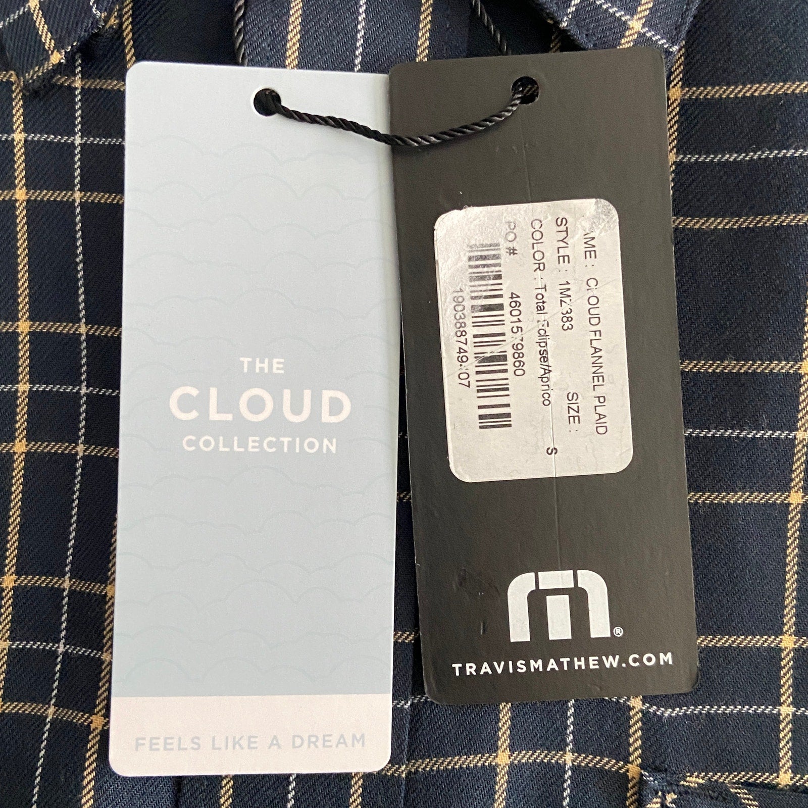 Travis Mathew Men's Small Cloud Collection Flannel Plaid Shirt Black