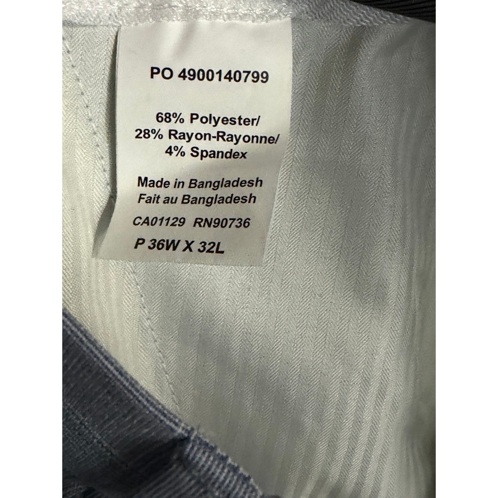 Calvin Klein Dress Pant Men's 36"x32" Slim Fit Flat Front Stretch Blue Plaid
