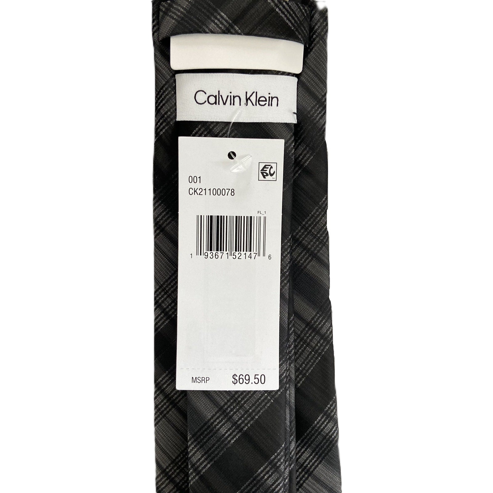 Calvin Klein Necktie Silk Blend Classic Width and Length Black & Gray Stripe
