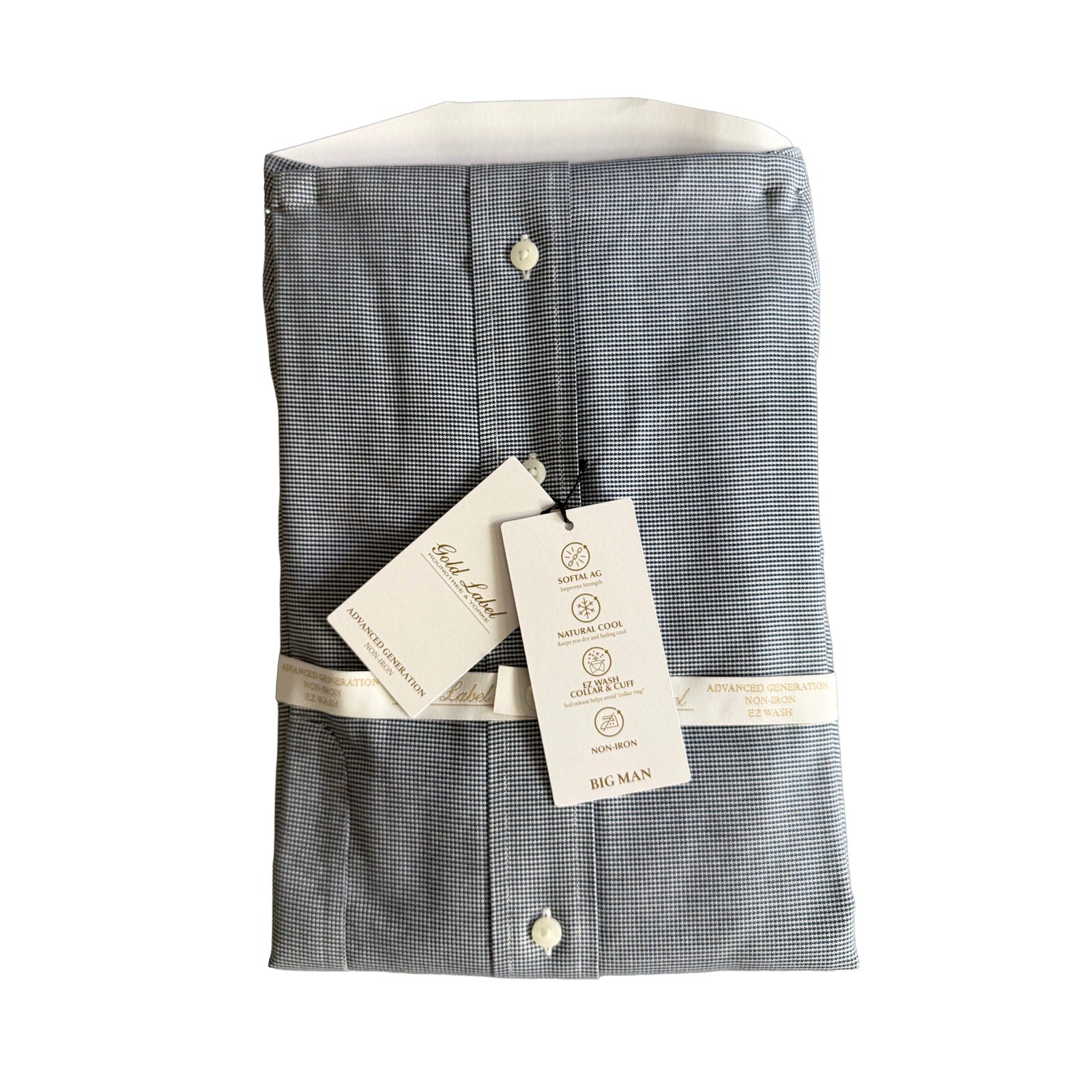 Roundtree & Yorke Shirt Big & Tall Men's 19 34/35 Dress Shirt Navy Blue