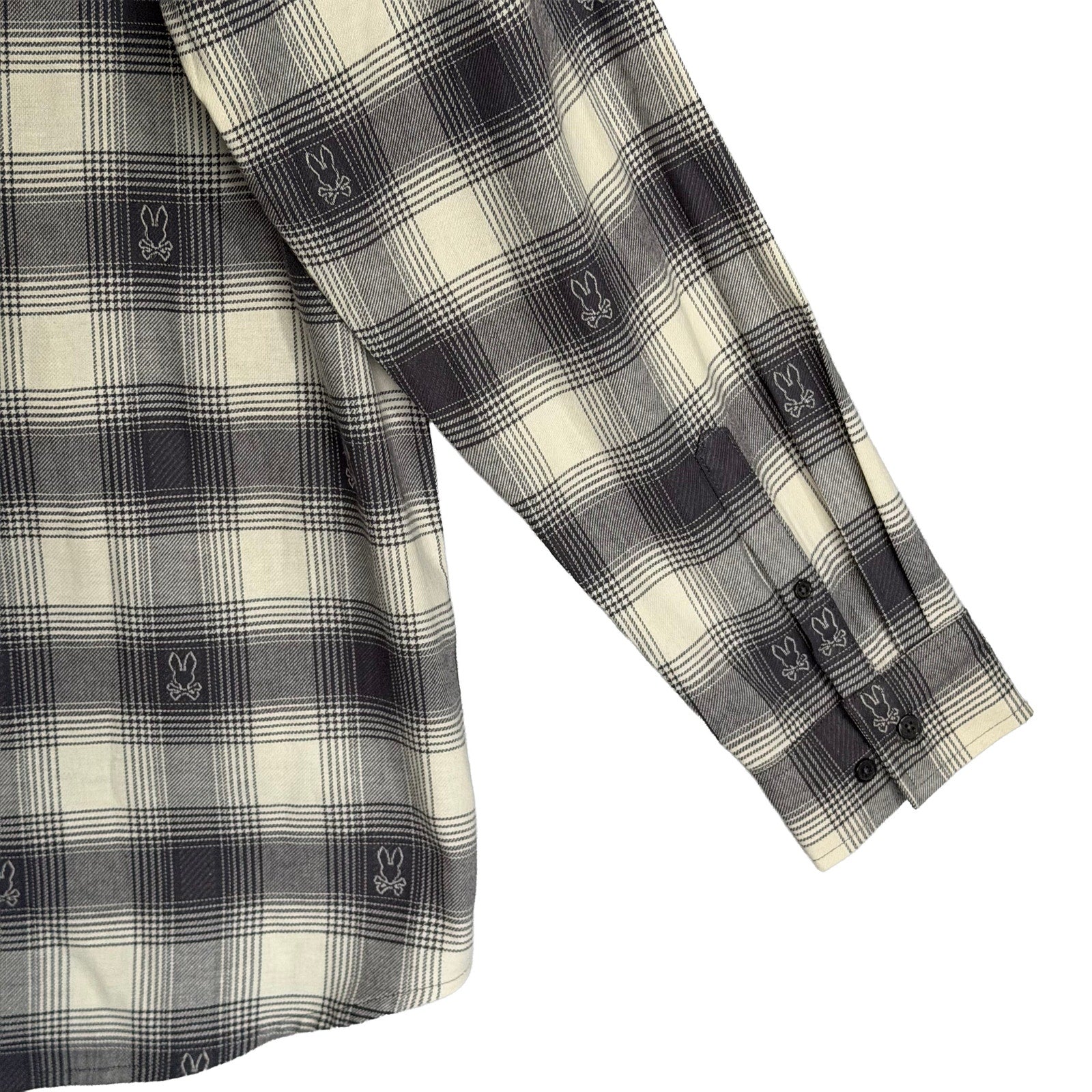 Psycho Bunny Flannel Shirt Men's XL Kurt Plaid Long Sleeve Blackened Pearl