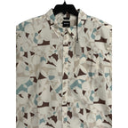 prAna Stimmersee Shirt Men's Large Slim Fit Short Sleeve Almond Geo