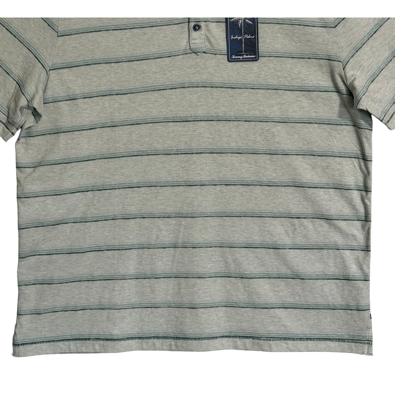 Tommy Bahama Henley Men's XL Short Sleeve "Soleil Stripe Henley" Overcast