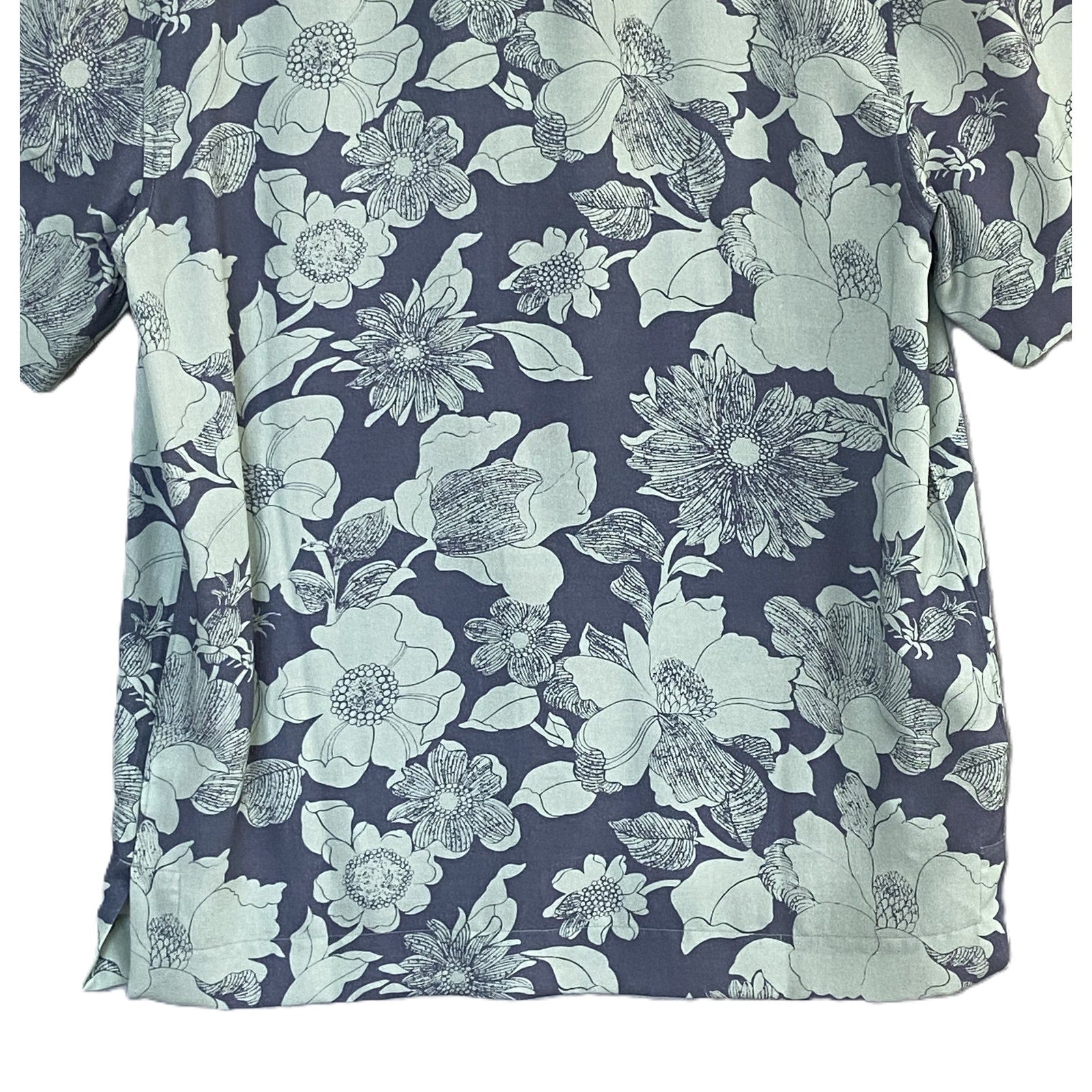 Bugatchi Shirt Men's Small Classic Fit Camp Collar Short Sleeve Mint Floral