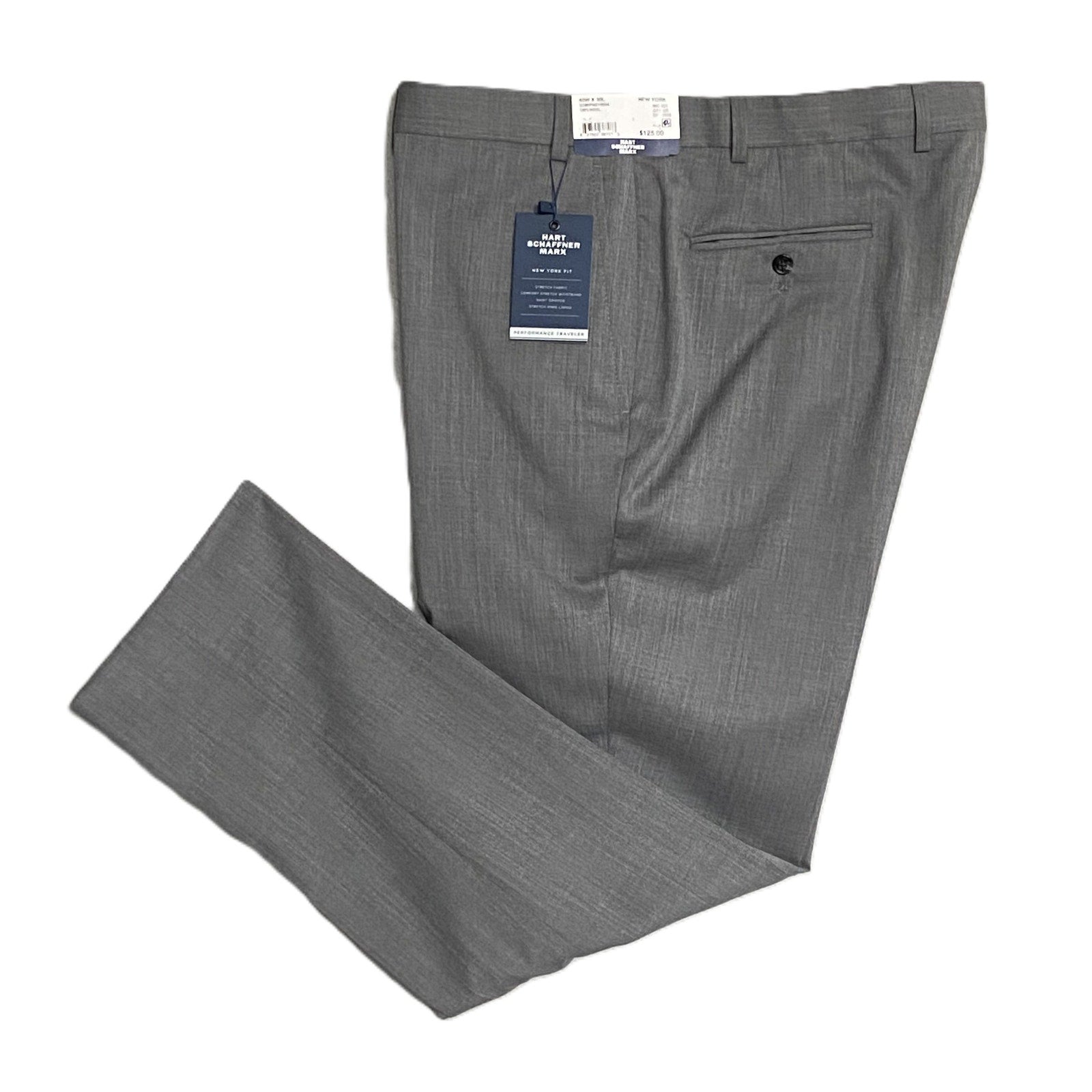 Hart Schaffner Marx Pant Men's 40x30 Traveler Wool Pant New York Fit Gray
