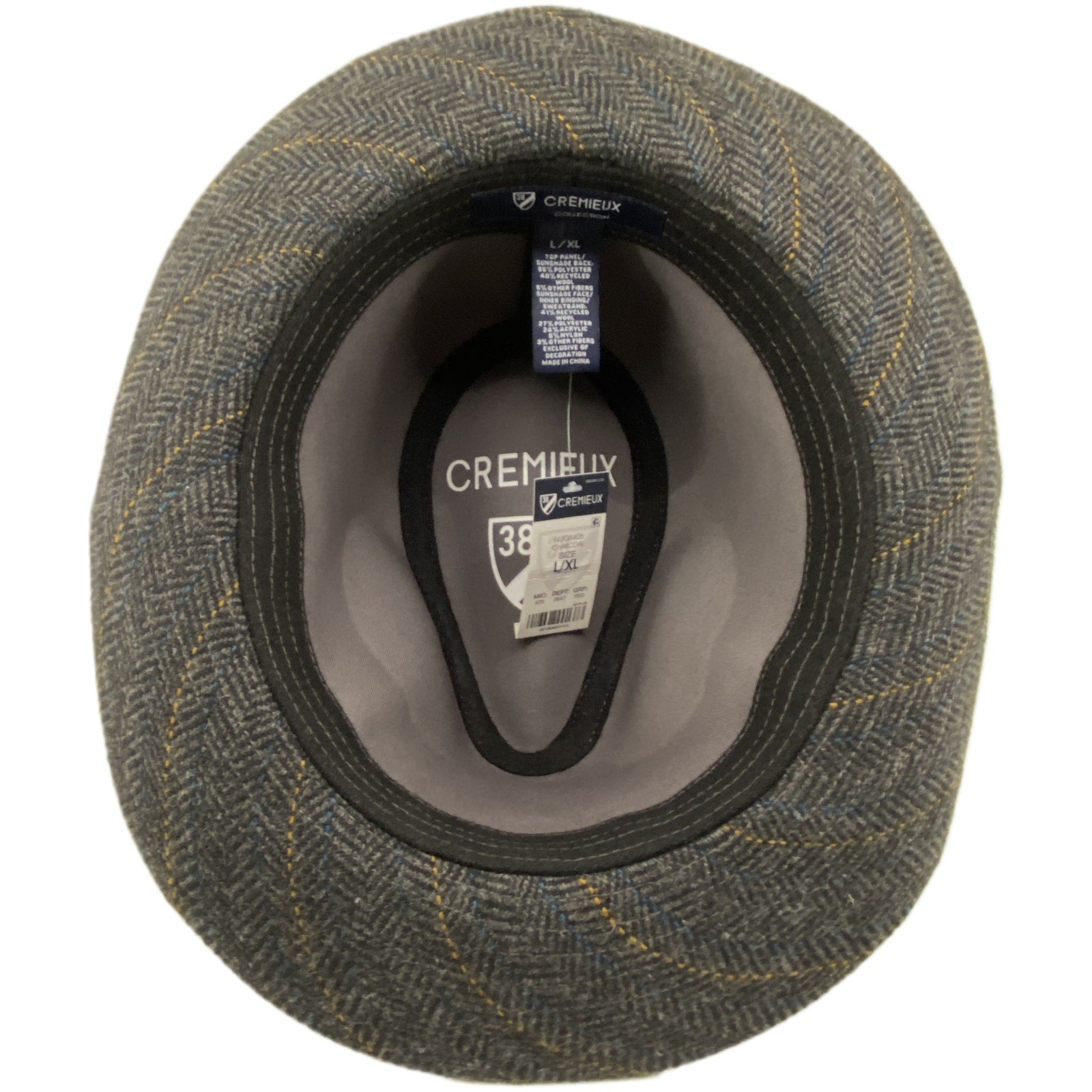 Daniel Cremieux 38 Blue Label Wool Blend Fedora Hat Large/XL Charcoal