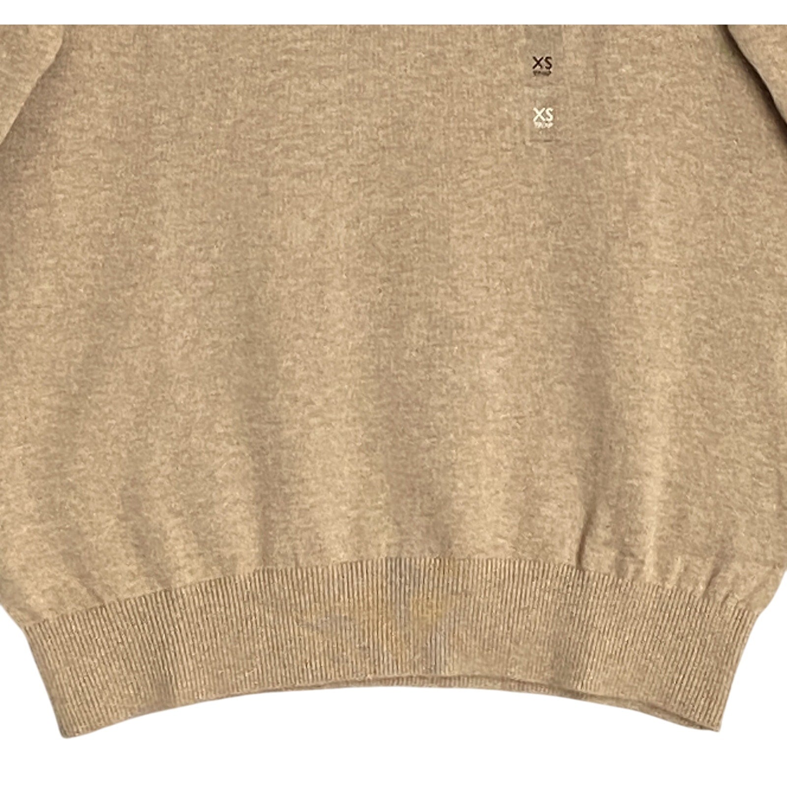 Tommy Hilfiger Sweater Men's XS Signature Crew Neck Embroidered Logo Beige