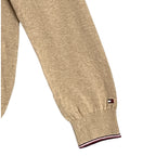 Tommy Hilfiger Sweater Men's XS Signature Crew Neck Embroidered Logo Beige