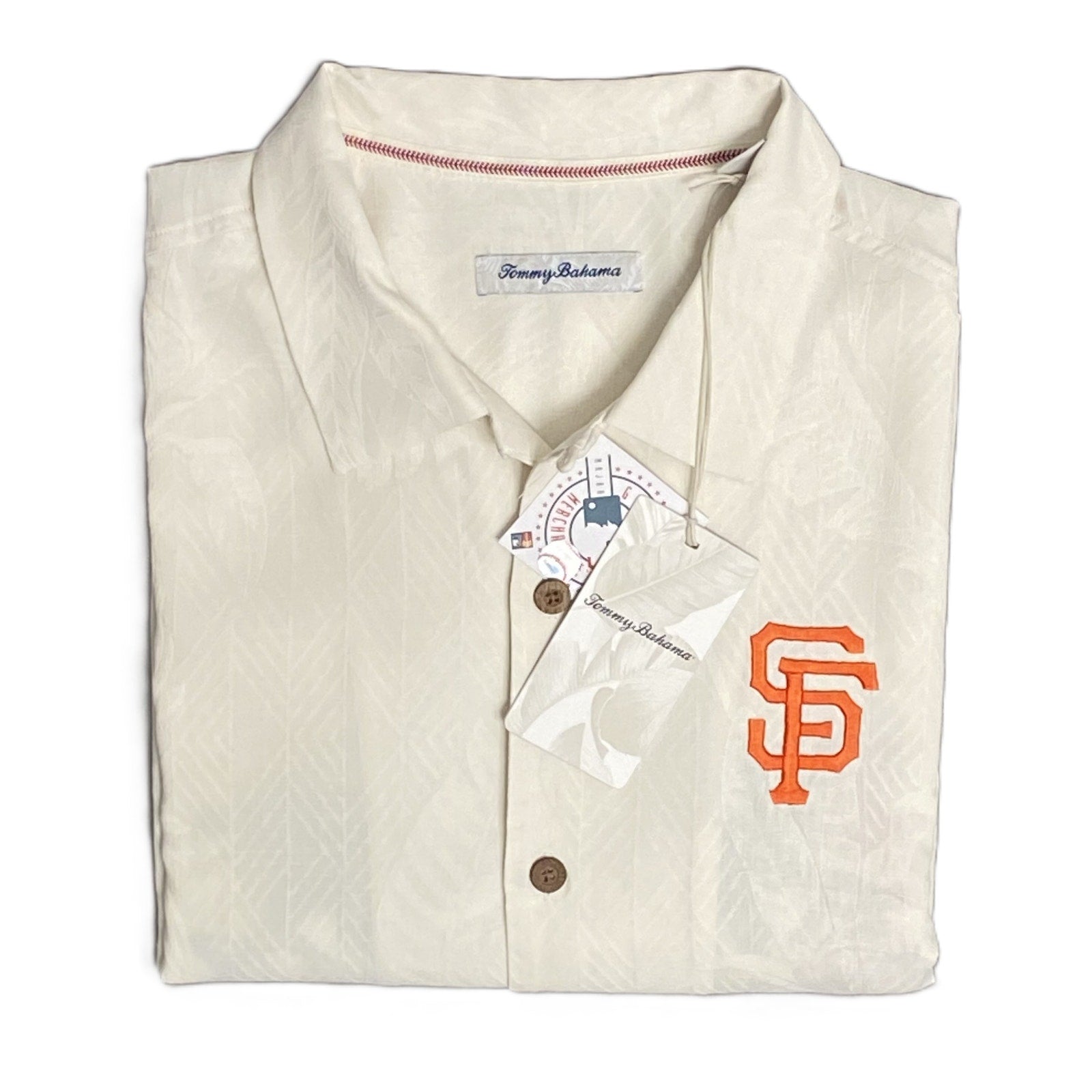 Tommy Bahama Silk Shirt Men's Large "Go Big or Go Home Camp" MLB SF Giants