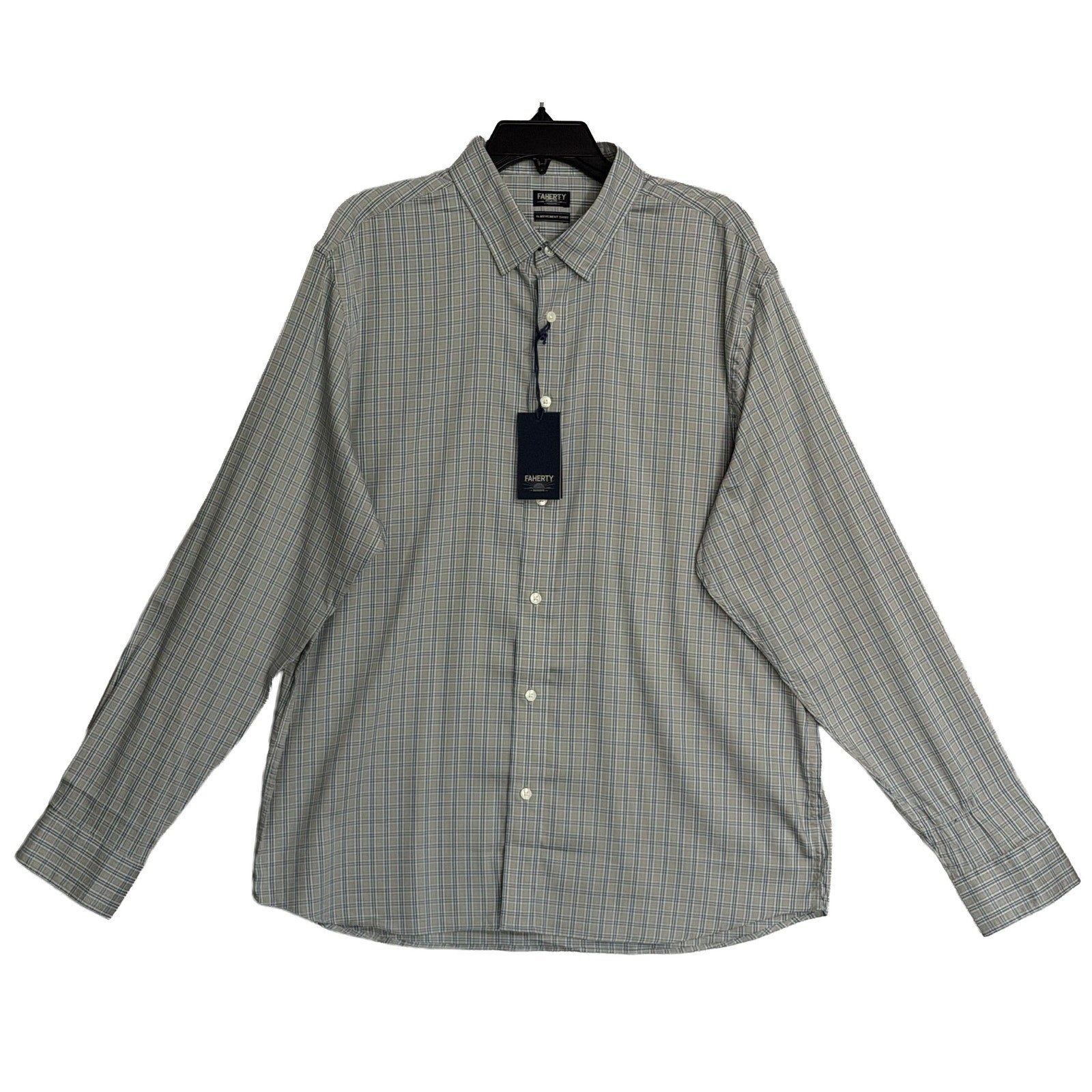 Faherty Shirt Men's XL The Movement Shirt Sage River Plaid Supima Cotton
