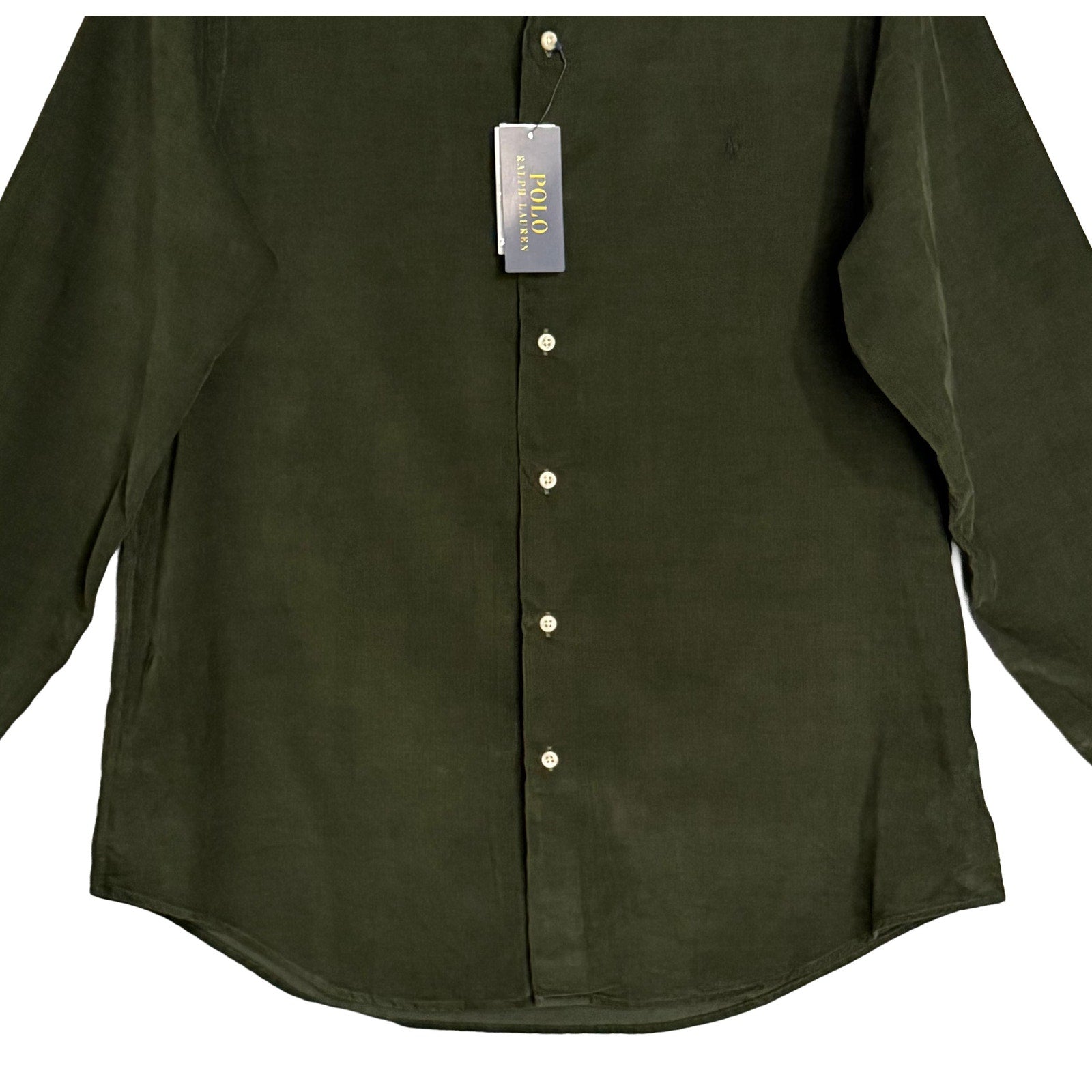 Polo Ralph Lauren Shirt Men's Large Corduroy Classic Fit Long Sleeve Olive