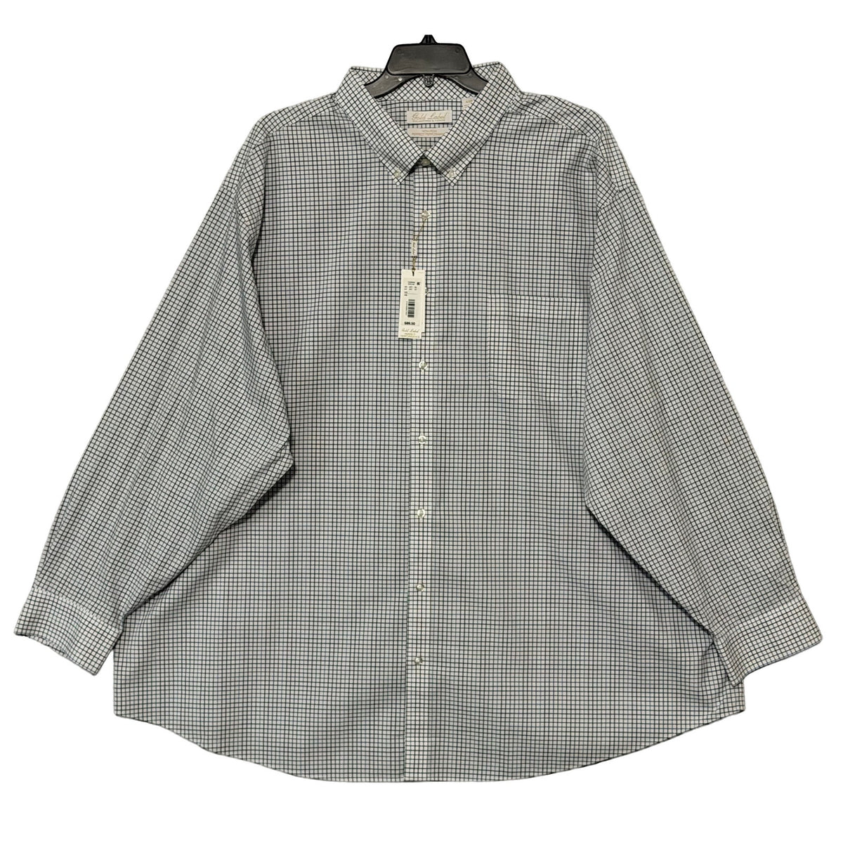 Roundtree & Yorke Performance Dress Shirt Men's 4XB LS Big & Tall White Check