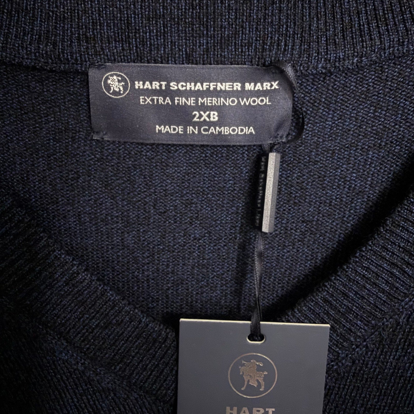Hart Schaffner Marx Sweater Vest Men's 2XB Big & Tall Wool Navy Heather