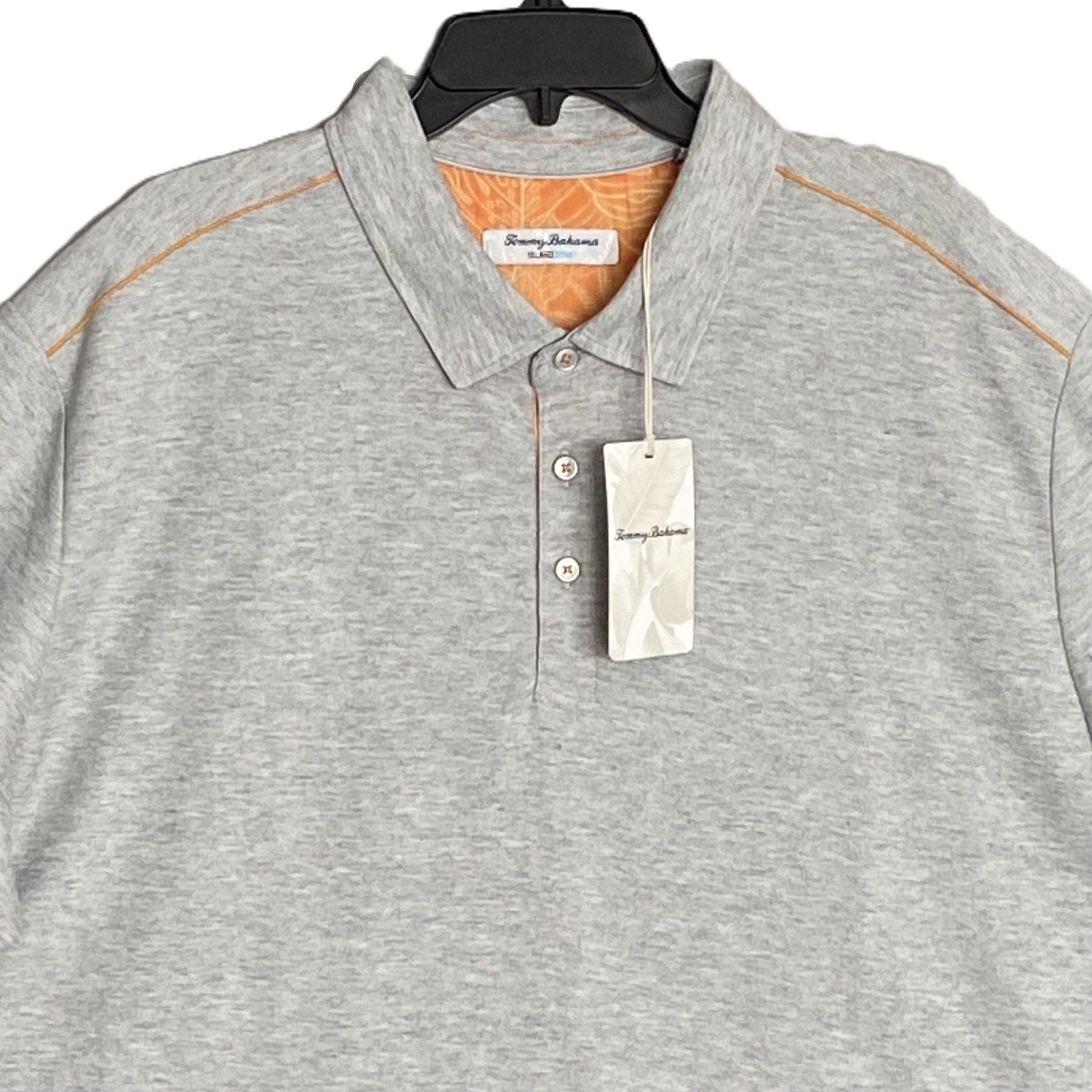 Tommy Bahama Polo Shirt Men's Large Island Zone Pima Cotton Gray Heather