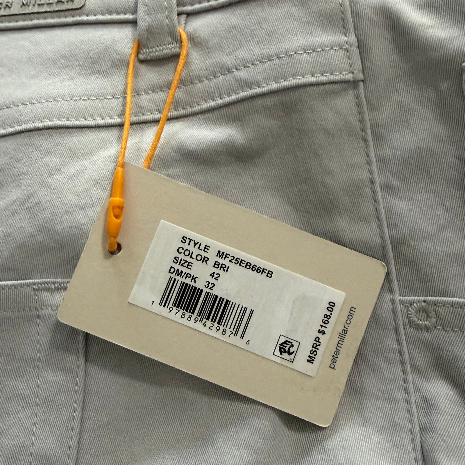 Peter Millar EB66 Pants Men's 42"x32" Classic Fit Performance Stretch British Grey