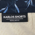 Boss Karlos Shorts Men's 38R Regular Fit Dark Blue Vine Print Stretch