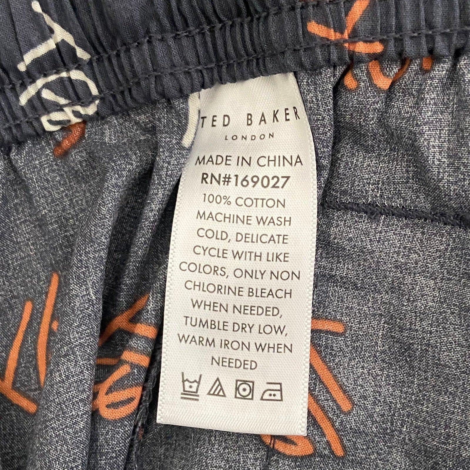 Ted Baker Sleep Pant Men's Small Woven Cotton Drawstring Pockets Dark Gray