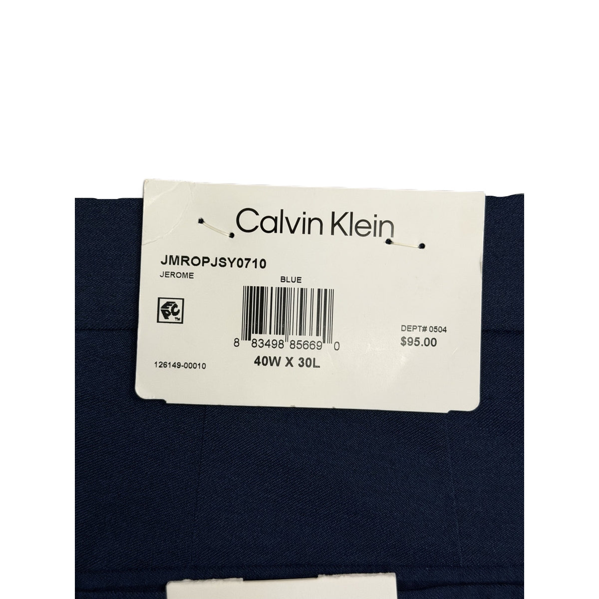Calvin Klein Dress Pant Men's 40"x30" Slim Fit Flat Front Stretch Blue