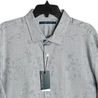 Perry Ellis Shirt Men's XXL Long Sleeve Button Up Shirt Grey Floral Pattern