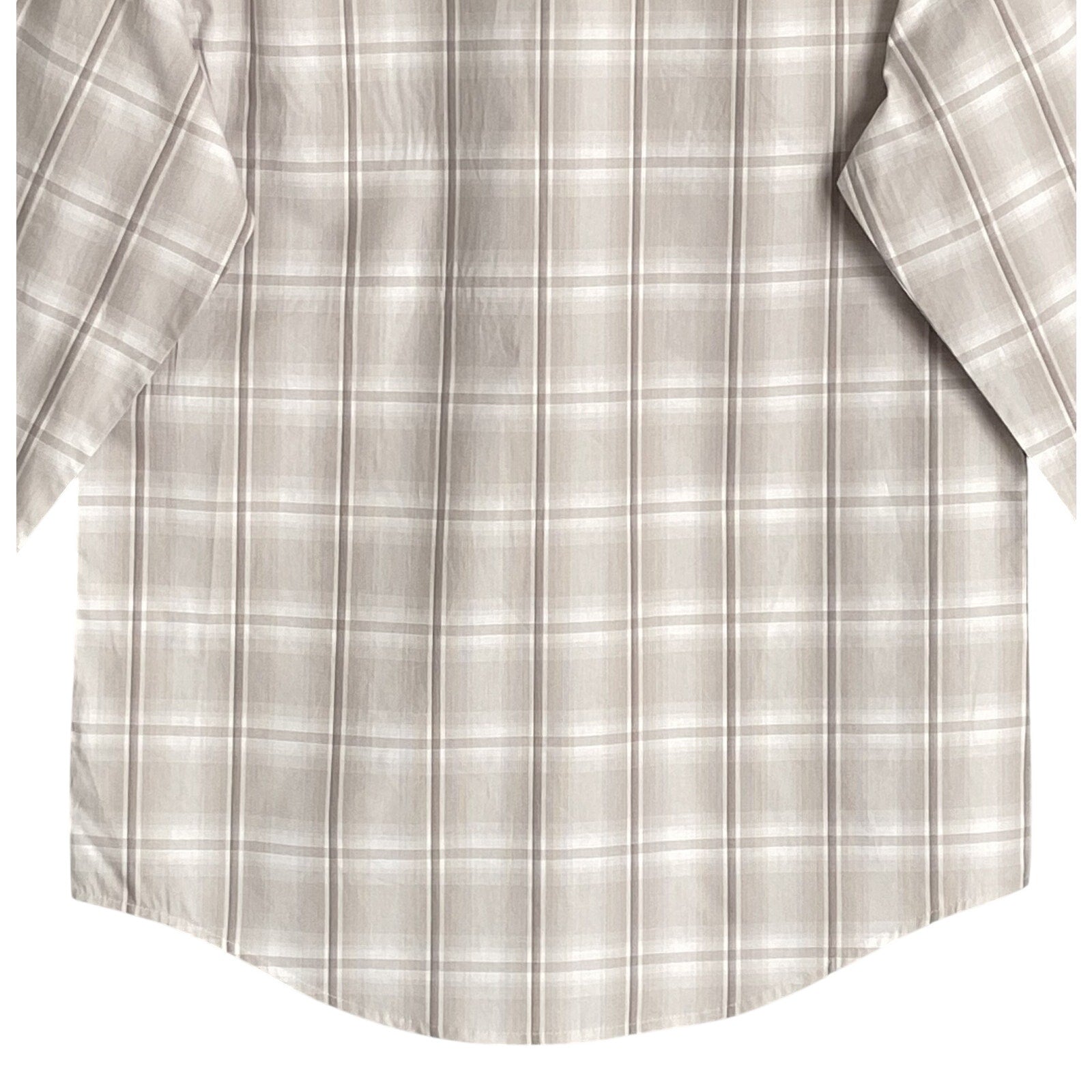 Alfani Dress Shirt Men's Small Button-Up Light Brown Window Pane Cotton