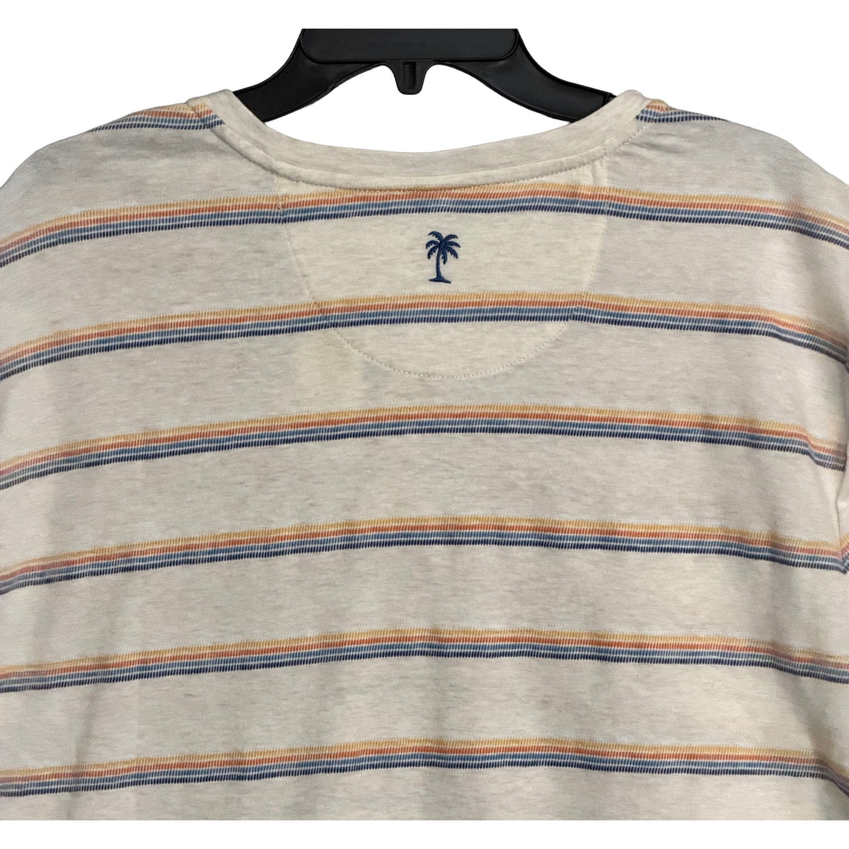 Tommy Bahama Henley Men's Medium Short Sleeve "Soleil Stripe Henley" Coconut
