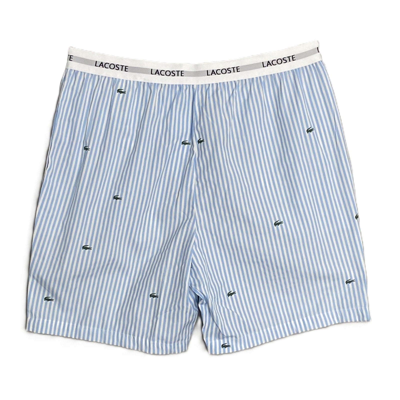 Lacoste Sleepwear Men's XL Poplin Pajama Shorts Cotton Blue Pinstripe