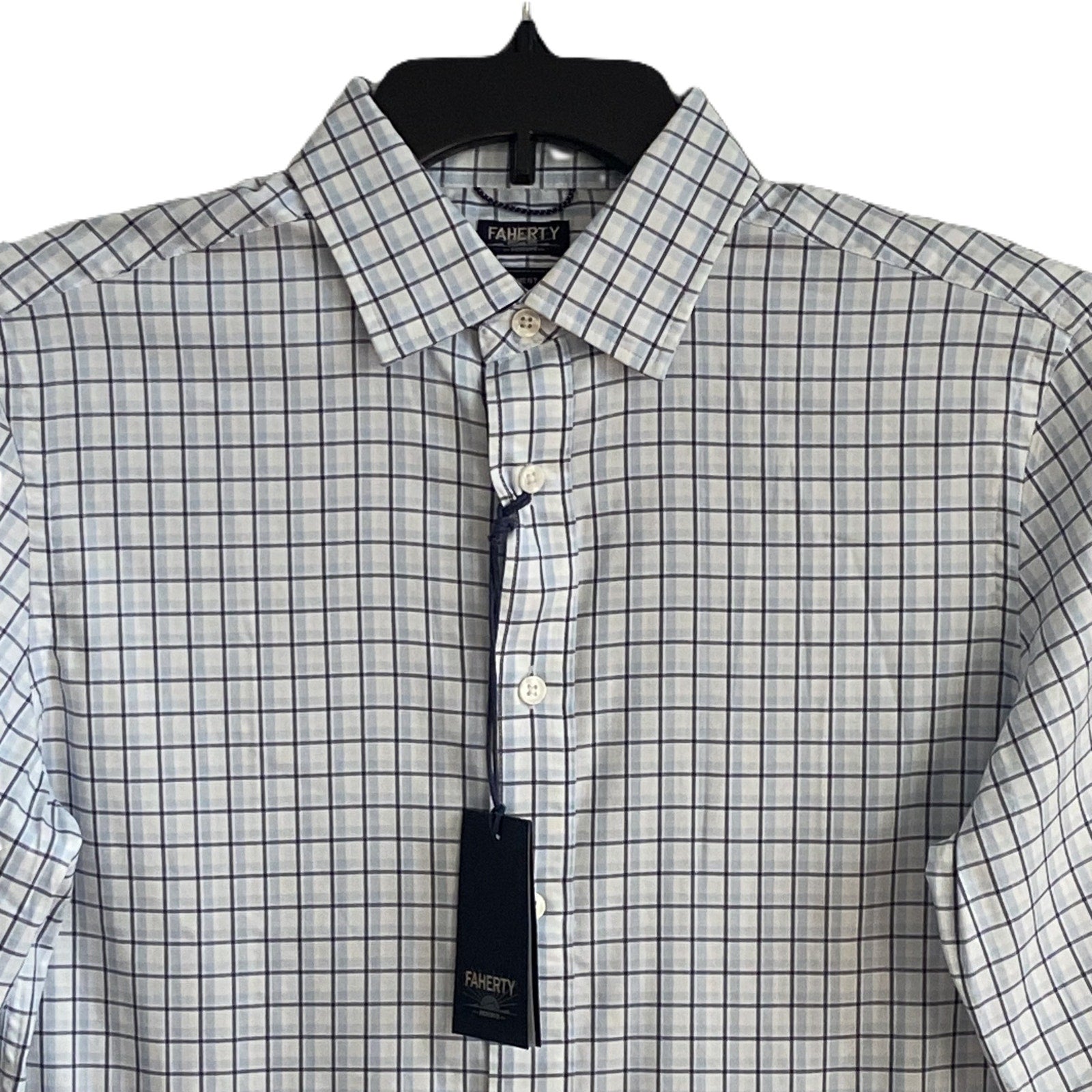 Faherty Shirt Men's Small The Movement Shirt Blue White Check Supima Cotton