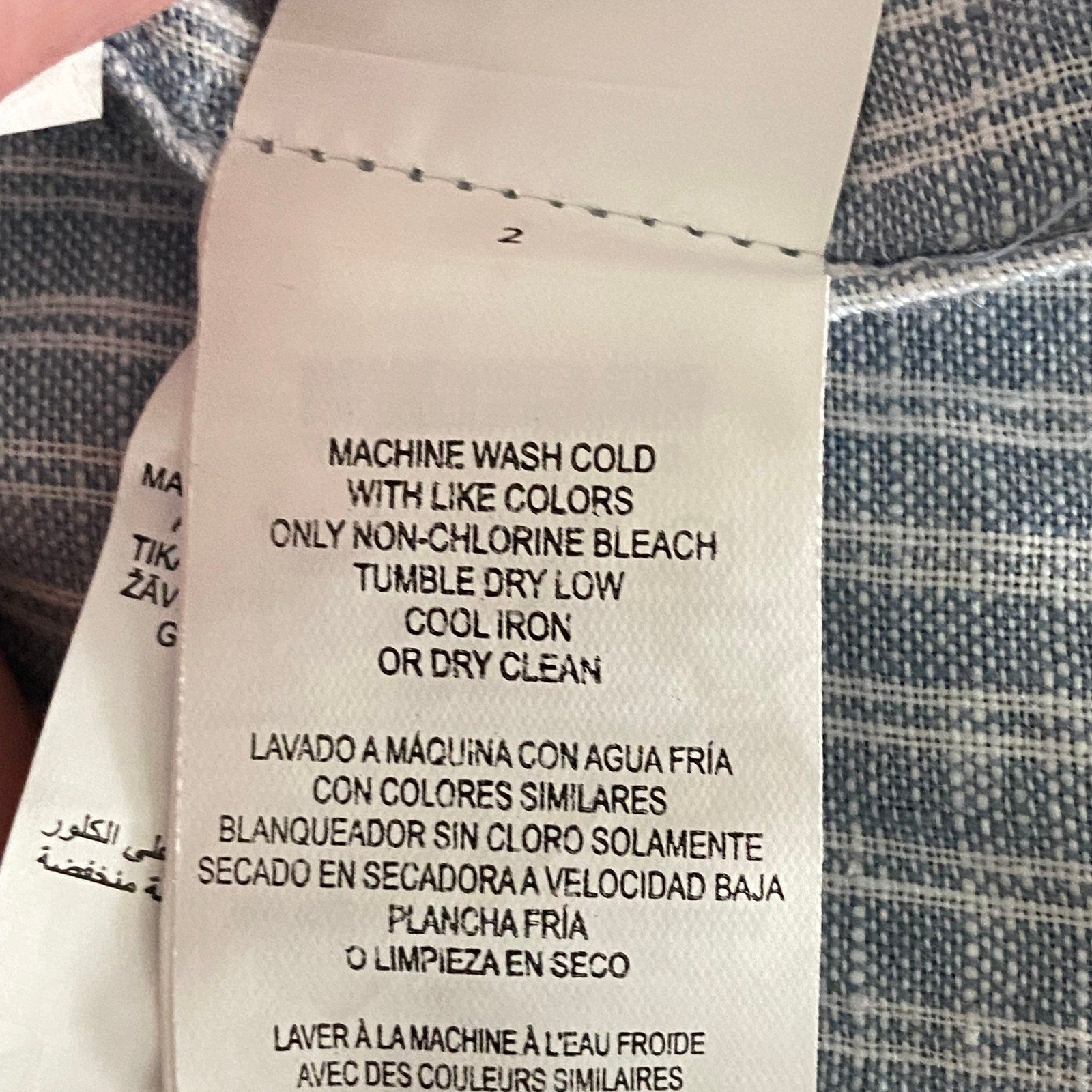 Michael Kors Shirt Men's XXL Classic Fit Linen Short Sleeve Blue Pinstripe