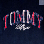 Tommy Hilfiger Tee Men's Large Long Sleeve Waffle-Knit Crew Neck Navy Blue